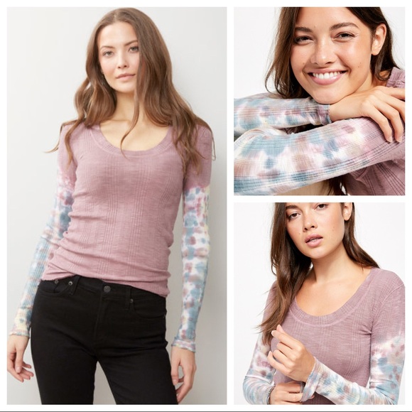 FREE PEOPLE BOHO TOP LONG SLEEVES RIB KNIT TEE A2C - Picture 10 of 16